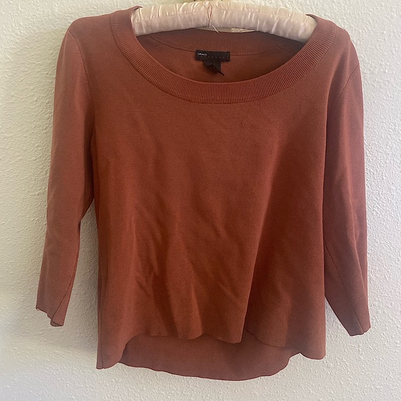 Burnt Orange Mid-Sleeve Silk Top - Picture 1 of 2